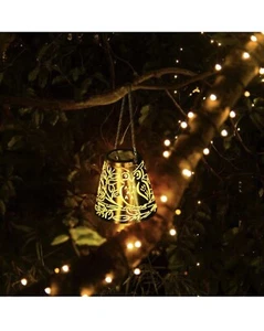 Solar Owl Lanterns Outdoor Hanging,Metal Owl Solar Lights Decor Hollow-Out - Picture 1 of 7
