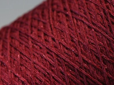 B32 (50€/kg) 290g SUPERSOFT EFFEKT-BÄNDCHENGARN RUBIN (3,3) Zwirn Wolle Stick - Bild 1 von 3