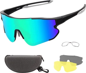 Gafas de sol deportivas de ciclismo para hombres y mujeres con 1 o 3 lentes USA - Picture 1 of 12