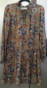 George Floral Retro Style Kleid UK12 EU40 US8 Damen Jersey Rüschen Boho Prairie - Bild 1 von 19