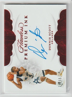 Tinta premium Panini Flawless Dennis Scott 2018-19 rojo automático #14/15 Orlando Magic Foto 1 de 2