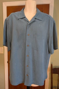 Haggar Hawaiihemd 100 Seide Herren XL blau Knöpfe Strand Urlaub Crurise - Bild 1 von 7
