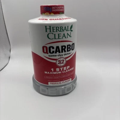 Herbal Clean QCarbo 32, 1 Step Maximum Cleanse  Formula Tropical 32 oz Exp 11/25 - Image 1 of 3