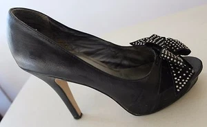 Madden Girl schwarze Absatzschuhe offene Zehenpartie Größe 8 Tookah L#1485 - Bild 1 von 6