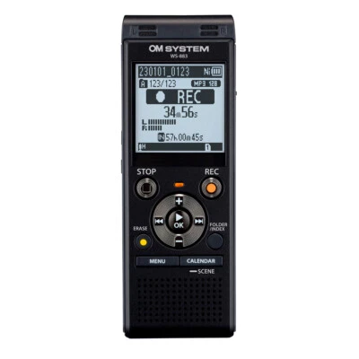 OM SYSTEM WS-883 8 GB Schwarz Stereo- Rekorder inkl. 2x Ni-MH-Akkus (AAA)