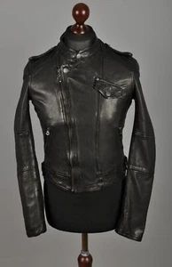 womens LEVI'S Special Edition 100% Leather Black Double Rider Biker Jacket - Picture 1 of 12