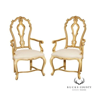 Karges Country French Style Pair of Painted Armchairs - Image 1 of 4