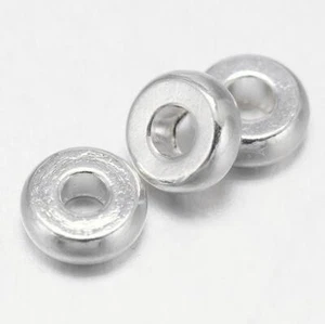 10 ROUND FLAT DISC DONUT SPACER BEADS 6mm BRIGHT TIBETAN SILVER TS6 - Picture 1 of 3