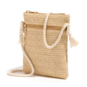 Woven Shoulder Bag Straw Phone Bag Durable Purse - Picture 1 of 10