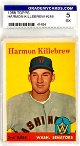 HARMON KILLEBREW 1958 TOPPS #288, Washington Senators, MN Twins, Graded 5 EX - Picture 1 of 9