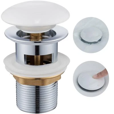 Ablaufgarnitur Waschbecken mit Überlauf Keramik Pop Up Ventil Abflussgarnitur... - Bild 1 von 4