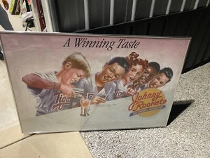 Vintage Johnny Rockets Baseball Kids Theme Restaurant Sign Ice Cream 56" x 37" - Picture 1 of 6
