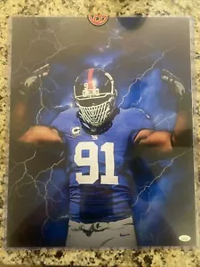 Justin Tuck New York Giants Signed Lightening Goat Slayer 16X20 Autographed JSA - Picture 1 of 3
