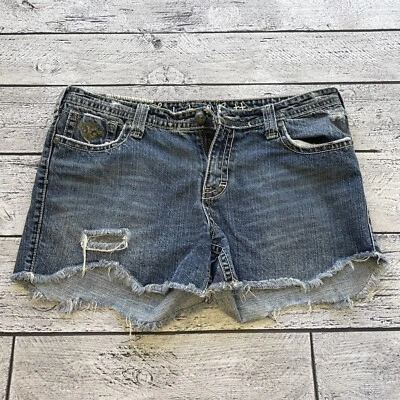 Pantalones Cortos de Jean de Algodón Industrial Talla 13 Bolsillos Bordados Cortados Desgastados Foto 1 de 4