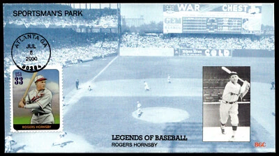 2000 Rogers Hornsby FDC Legends of Baseball Sportsman's Park BGC Cachet - Image 1 of 2