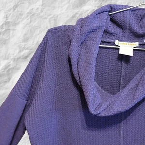 Sweet Romeo Sweater Size Large Purple Waffle knit Cowl Neck Loose Fit T50 - Picture 1 of 5