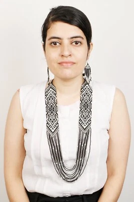 Conjunto de collar y pendientes de cuentas de semillas coloridas hechos a mano - Joyería con cuentas boho chic Foto 1 de 2