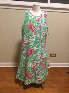Cappagallo Women Trapeze Dress-Lime Multi New, Green floral M - Picture 1 of 6