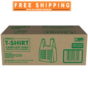 Kleine T-Shirt-Tragetaschen, 7" x 5" x 15" (2000 ct.) - Bild 1 von 10