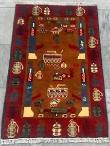 Afghan War Rug Handmade Afghan Tribal Pictorial Wool Area Rug 2x3 ft Free Ship - Picture 1 of 9