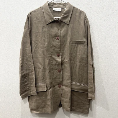 Lord & Taylor 女式亚麻罩衫上衣 CORPCORE 极简主义海岸海滩 12 码 — 第 1/4 张图片