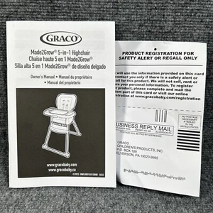 Manual del propietario de repuesto para trona Graco Made2Grow 5 en 1 - Imagen 1 de 6