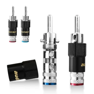 4pcs Rhodium Plated HIFI Audio Speaker Cable Plug Locking Banana Connector - Afbeelding 1 van 12