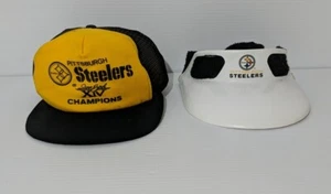 Pittsburgh Steelers Vintage AJD Hat & Staco Visor See Picture Sold As Is - Picture 1 of 13