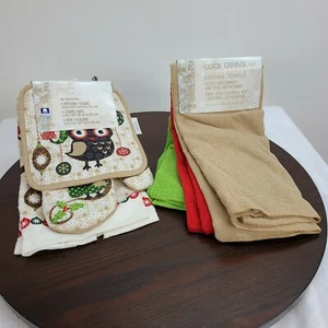 Toalla de cocina búho horno guante soporte para olla 3 toallas de microfibra de secado rápido Navidad - Imagen 1 de 11