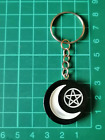 Moon & Pentagram keyring Halloween Wicca Punk Horror Goth Witchcraft keychain