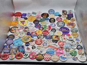 Lot of 110+ Mixed Vintage 80's 90's  Advertising Political Buttons Pins  - Picture 1 of 13
