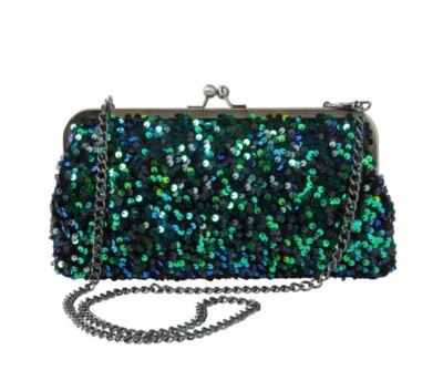 Patricia Nash Potenaz Sequined Frame Crossbody Bag-Blue/Green-NWT-$129 - Image 1 of 4