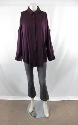 Camisa abotonada de hombro frío para mujer Donna Karan NY talla S #OS257 NUEVA CON ETIQUETAS Foto 1 de 4