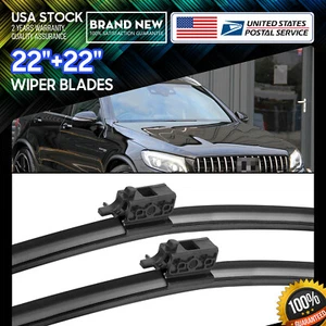 One Pair 22''+22'' Top Lock Wiper Rain Blade For 2017 Mercedes-Benz CLS400 - Picture 1 of 12