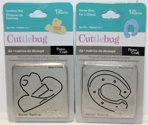 CUTTLEBUG Horse Shoe & Cowboy Hat New Cutting Dies Provo Craft USA Retired 2006 - Picture 1 of 6