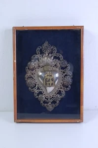 Ex voto cuore fiammeggiante grazia ricevuta angelo putto 30cm fiigrana argento - Foto 1 di 9