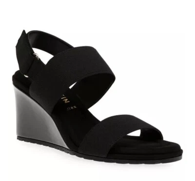 89 美元 Anne Klein 女式 Sly Dress 坡跟凉鞋黑色 — 第 1/4 张图片