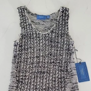 Simply Vera Wang Sweater Top Women's XS Black White Sleeveless Tunic Crochet NEW - Picture 1 of 6