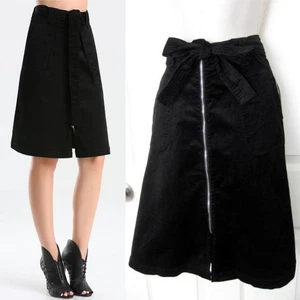 BEBE BLACK BELTED CORDUROY A-LINE SKIRT NEW NWT $119 XSMALL XS SMALL S 4 - Picture 1 of 10
