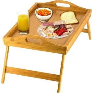 Home-It Bed Table Tray with Folding Legs - Bamboo Breakfast Tray with Handles... - Picture 1 of 9
