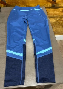 Tek Gear Dry Tek Women's Blue Workout Leggings Yoga Pants M Pockets Activewear - Picture 1 of 9