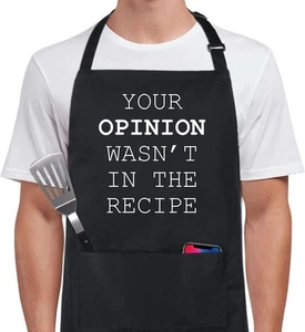 Xornis 100% Cotton Funny Apron with 2 Your Opinion Wasn't in the Recipe - Picture 1 of 7