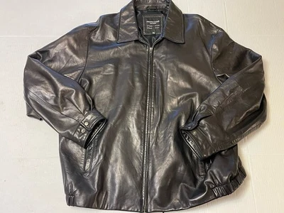 Chaqueta de cuero suave negra bombardero con cremallera Pronto Uomo vintage de 2Xl para hombre Foto 1 de 4