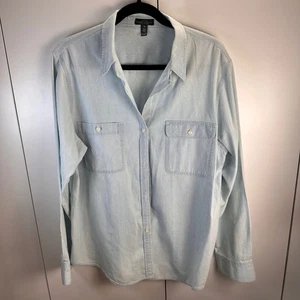 Lauren Jeans Co Ralph Lauren Womens XL Light Wash Denim Chambray Button Up Shirt - Picture 1 of 4