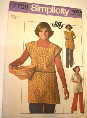 Patrón de costura vintage años 70 Simplicity 7708 Jiffy bata o delantal - sin cortar Foto 1 de 2