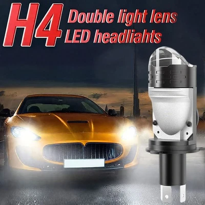 Projector H4 Lens LED 6500LM Car Headlight 60W CANBUS Turbo H4 High Low Fog Lamp - Image 1 of 4