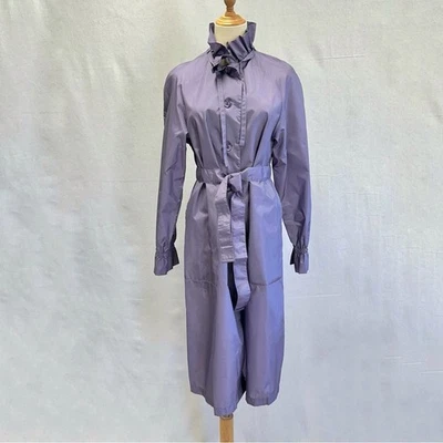 The Totes vintage 80s purple nylon lightweight long belted trench coat size 8 - Image 1 of 4