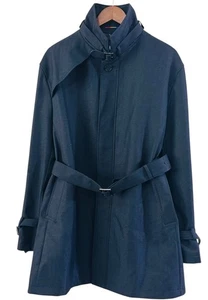 ORIHICA Mens XL Japanese Trench Coat Jacket Dark Grey Herringbone Belted Lined - Picture 1 of 21