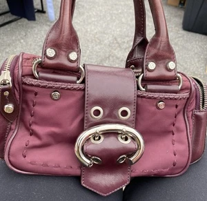 FRANCESCO BIASIA Handbag Tote Bag Purse Leather in Maroon Red USED Excellent - Picture 1 of 4