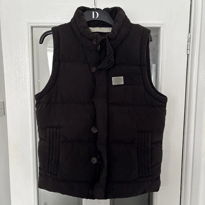 Superdry Academy Vest Gilet Men L Brown Full Zip Bodywarmer Feathers Full Zip - Image 1 of 4